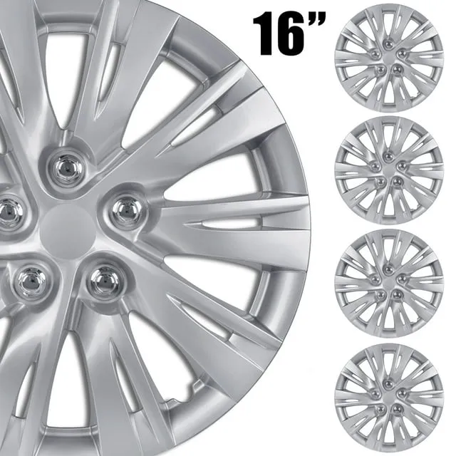 (4-Pack) BDK Premium Hubcaps 16" Wheel Rim Cover Hub Caps OEM Style Replacement Snap On Car Truck SUV - 16 Inch Set