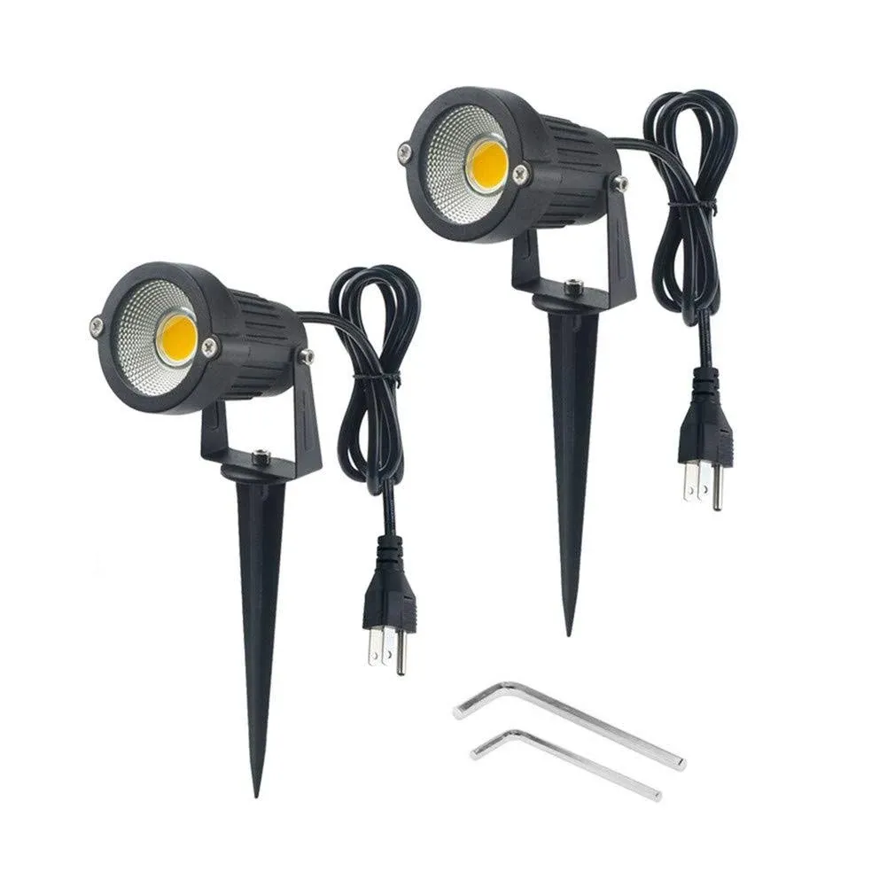 Pack Of 2 Outdoor Led Landscape Lights Waterproof Spotlight With Spike Stand And