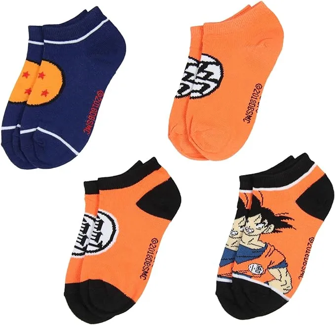 Dragon Ball Z Boys' Socks Goku Kame Symbols 4 Pairs Kids Ankle No Show Socks