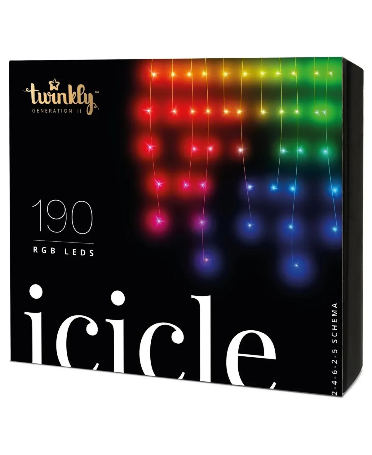 Twinkly Icicle App-Controlled Smart LED Christmas Lights 190 RGB