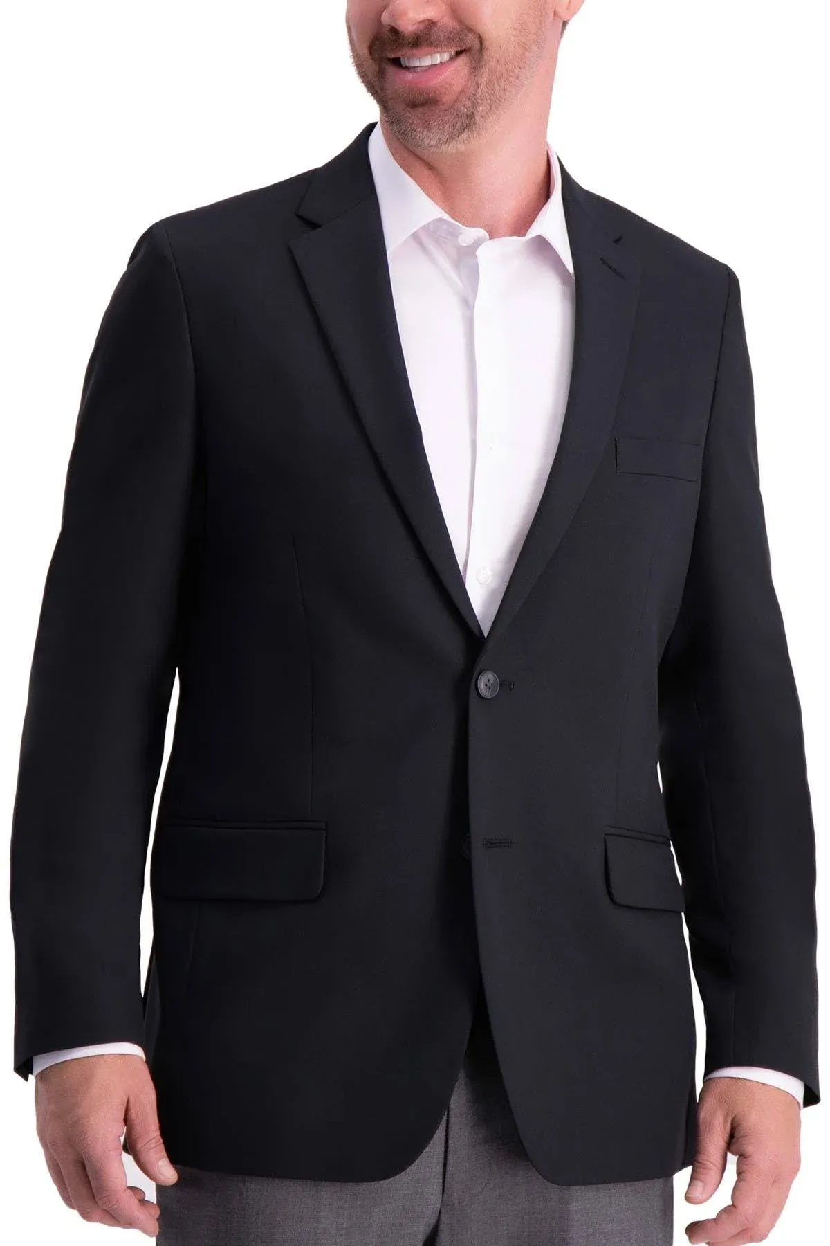 Haggar Black Solid Gab Active Series Tailored Fit Blazer