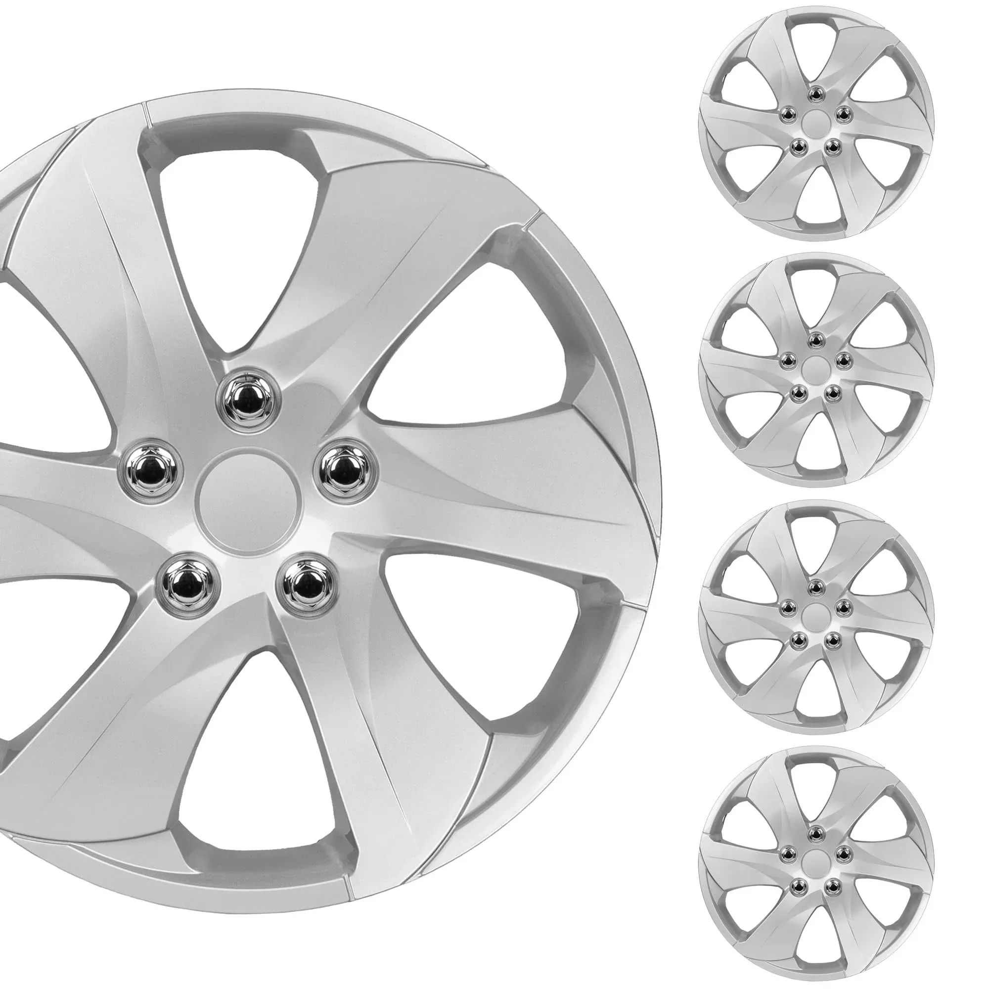 Bdk (4-Pack) Premium Classic Silver Hubcaps 16" Wheel Rim Cover Hub Caps Style ...