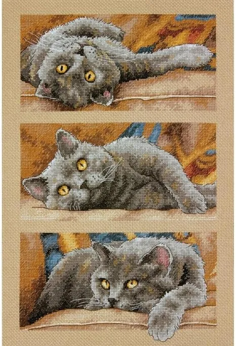 Dimensions 70-35301 Max the Cat Counted Cross Stitch Kit, 14 Count Beige Aida, 10" x 15"