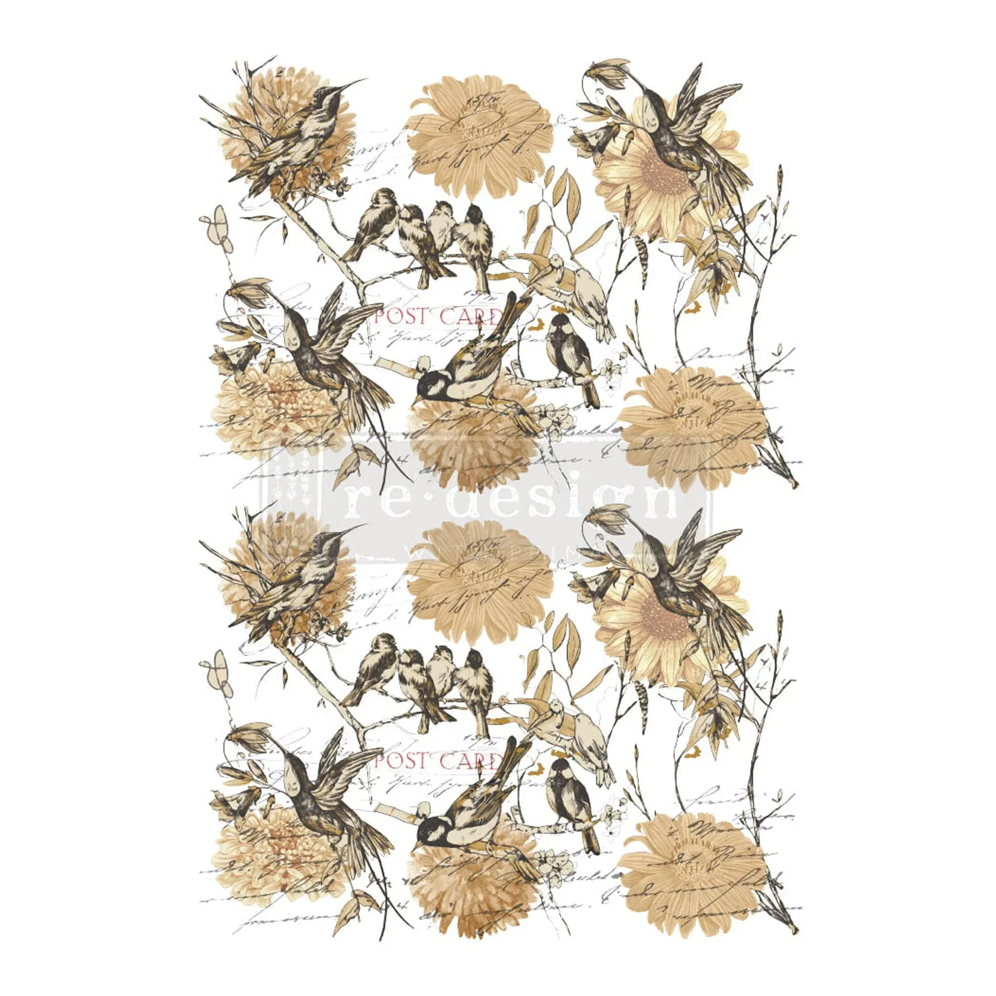 Vintage Rustic Bird Floral Transfer by Redesign With Prima, Furniture Crafts Decal Rub On #646431