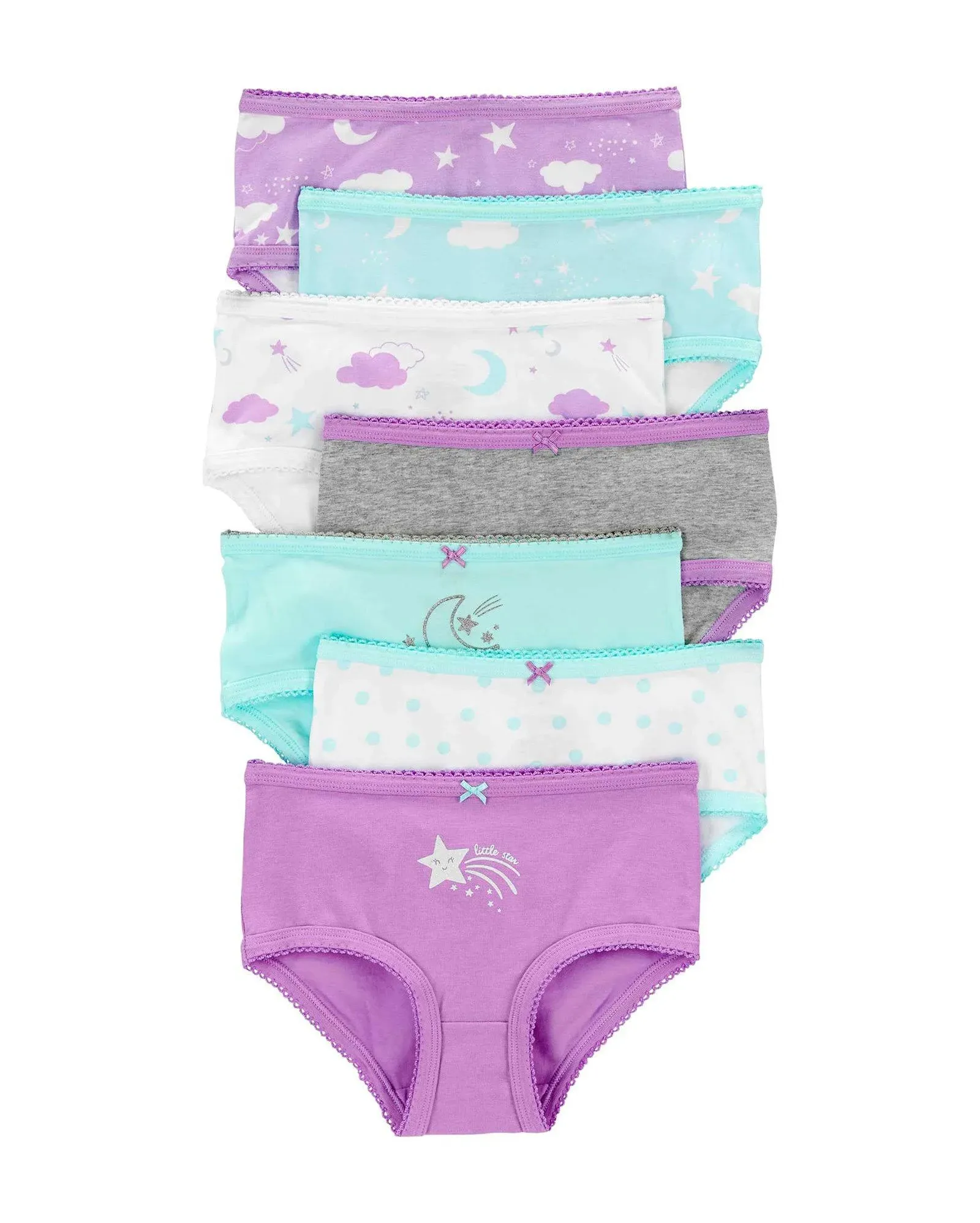 Carter's Girls' Star and Moon Stretch Cotton Underwear