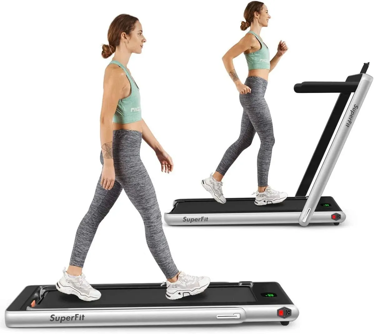 Goplus 2 in 1 Folding Treadmill, 2.25HP SuperFit Under Desk Electric Treadmill, Installation-Free with Blue Tooth Speaker, Remot