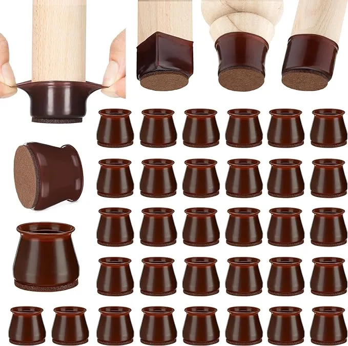 Aneaseit Chair Leg Floor Protectors - 16 pcs Dark Walnut - Felt Bottom Silicone Pads for Hardwood Floors & Furniture Feet - Rubber Caps for Chairs - Medium