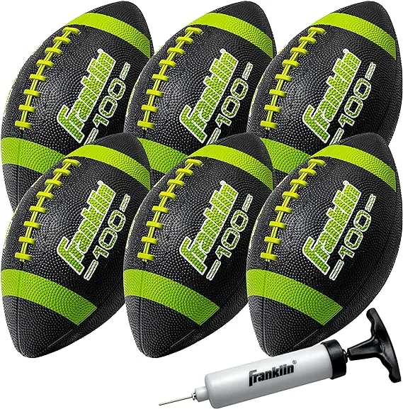 Franklin Sports Kids Junior Football - Grip-Rite 100 Youth Junior Size Rubber Footballs - Peewee Kids Durable Outdoor Rubber Footballs - Single Footballs + 6 Football Bulk Packs Available