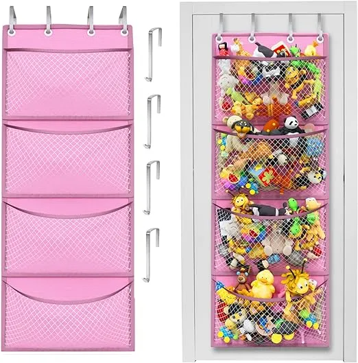 Storage for Stuffed Animal - Over Door Organizer for Stuffies, Baby Accessories, and Toy Plush Storage / Easy Installation with Breathable Hanging