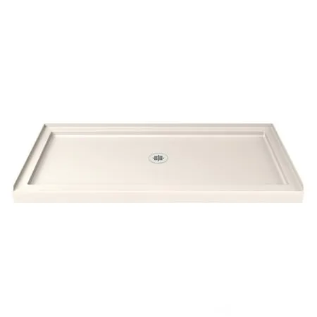 DreamLine Slimline 34 in. D x 54 in. W x 2 3/4 in. H Center Drain Single Threshold Shower Base in Biscuit