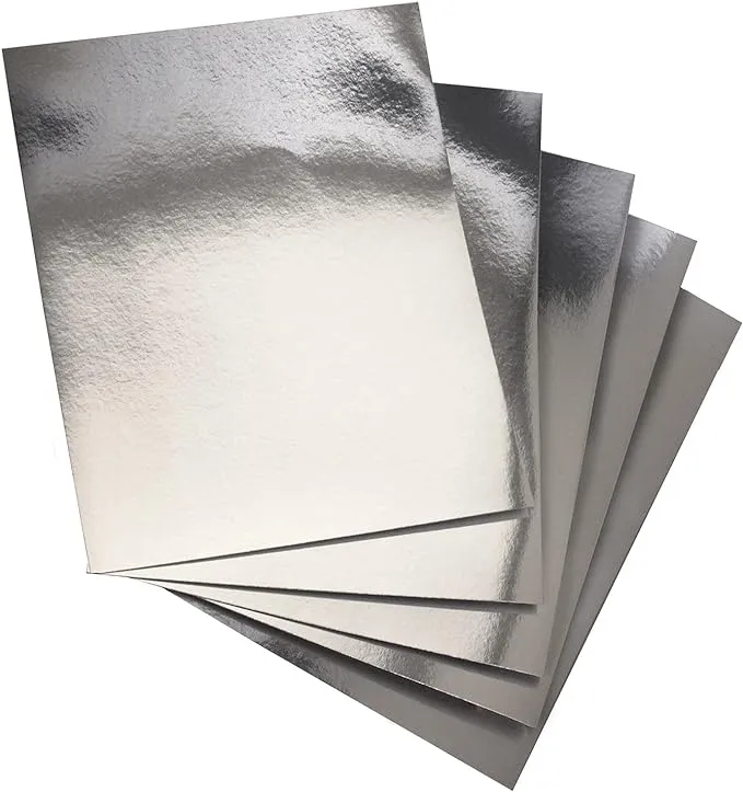 Hygloss 25 Sheets 8.5 x 11-inch Metallic Foil Board, Silver