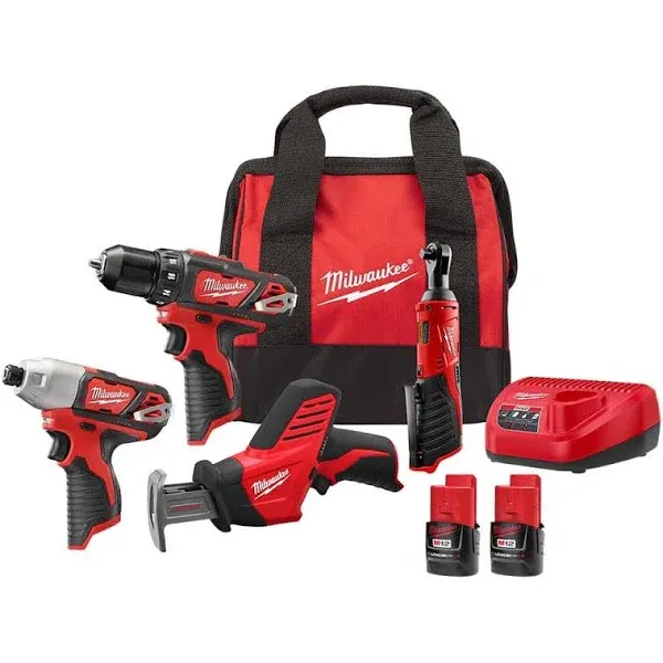 Milwaukee 2497-24B M12 12V Cordless Lithium-Ion 4-Tool Combo Kit