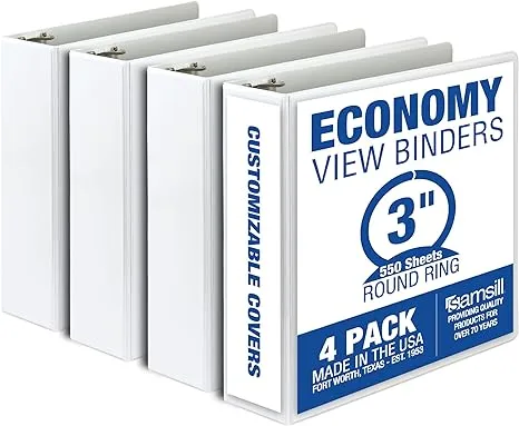 Samsill Economy 2 Inch 3 Ring Binder Made in The USA