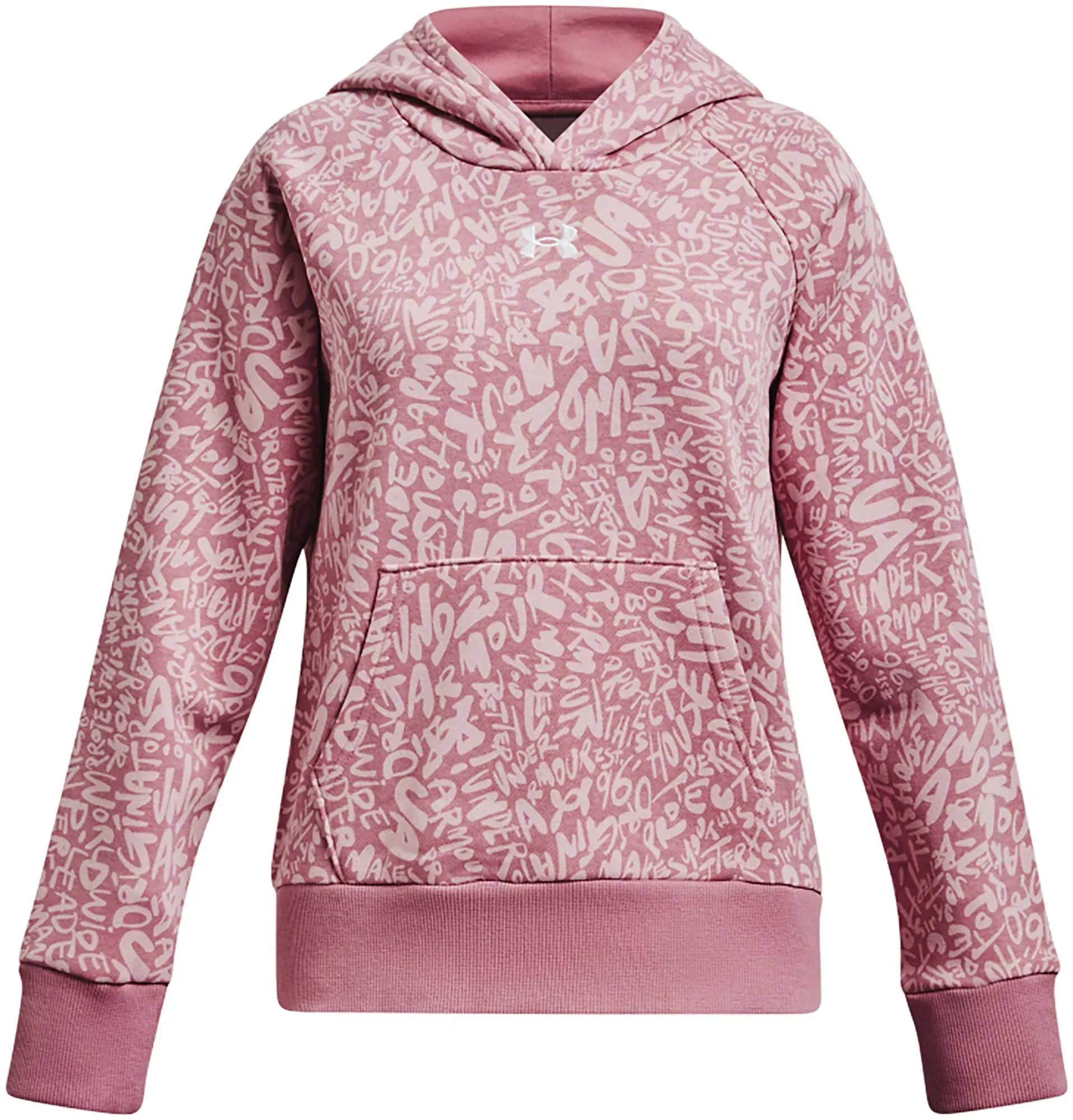 Girls' Under Armour Rival Fleece Printed Hoodie Large Pink