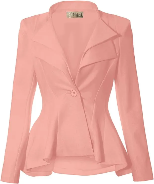 Hybrid & Company Women Double Notch Lapel Office Blazer JK43864-1073T-LIGHT CORA-2X