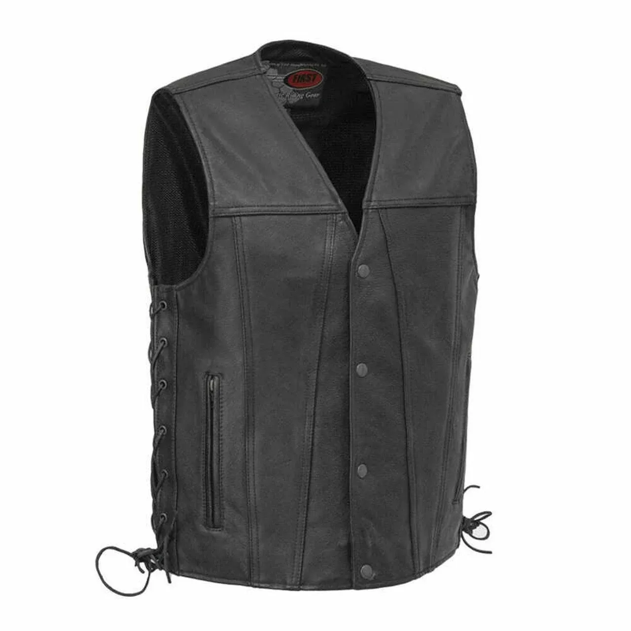 First Manufacturing Company Gambler Men's Leather Motorcycle Vest