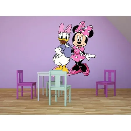 Daisy Duck and Minnie Mouse Cartoon Character Wall Graphic Decal Sticker Vinyl Mural Baby Kids Room Bedroom - Removable - Peel and Stick 10x8 inch