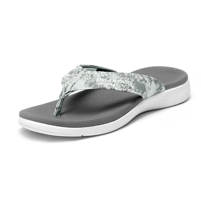 Dream Pairs Women's Arch Support Flip Flops Comfortable Soft Cushion Thong Sandals Casual Indoor Outdoor Walking Beach Summer Shoes SDFF2223W DARK GREY Size 6