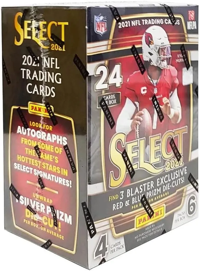 2021 Panini Select Football NFL Blaster Box - 24 Trading Cards - Exclusive Red & Blue Prizm Die-Cuts 