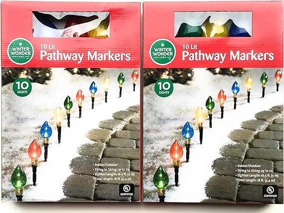 E Multicolor Light Bulb Pathway Markers 11 Inch 2.76 Inch Bulb 20 Pack