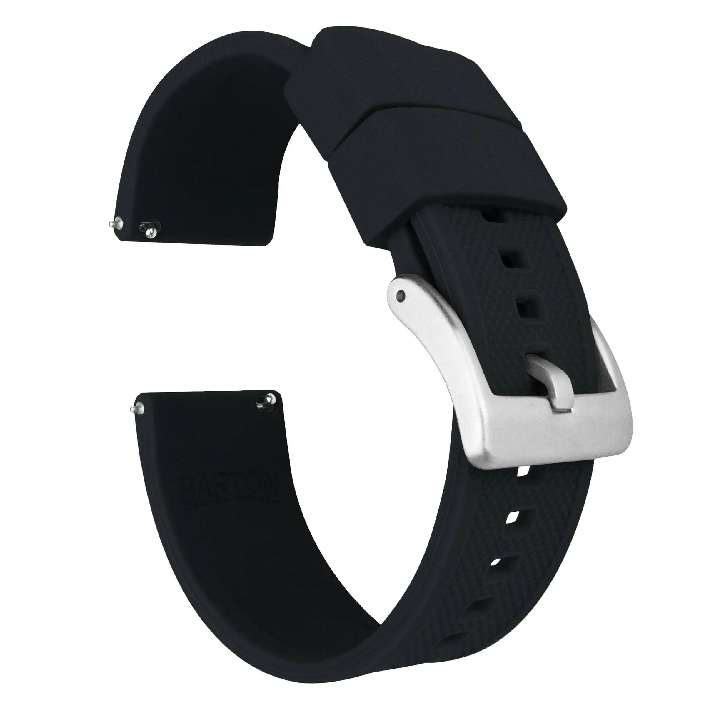 22mm Black - Barton Elite Silicone Watch Bands - Black Buckle Quick Release