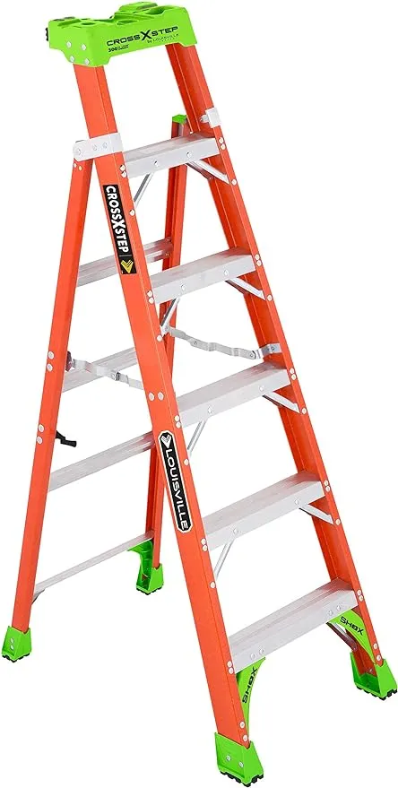 Louisville Ladder Fiberglass Cross Step Ladder, Type IA-6 Feet FXS1506