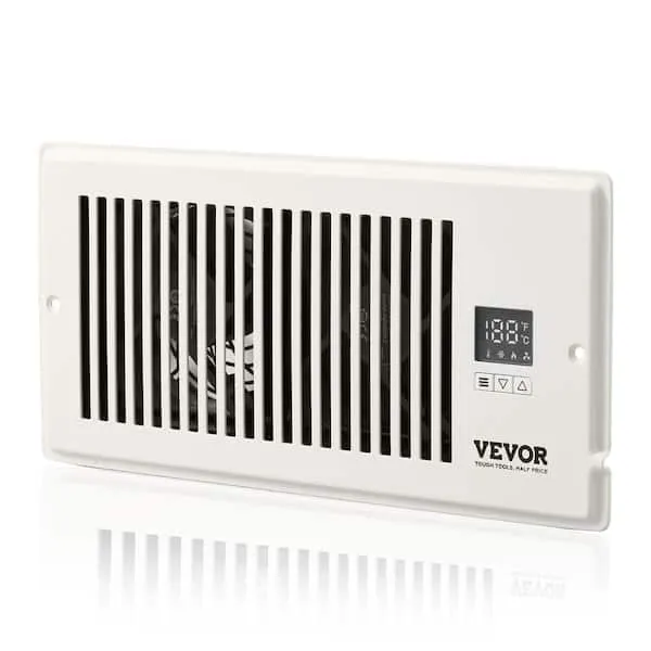 VEVOR Register Booster Fan, Quiet Vent Booster Fan Fits 4 in. x 10 in. Register Holes for Heating Cooling Smart Vent, White