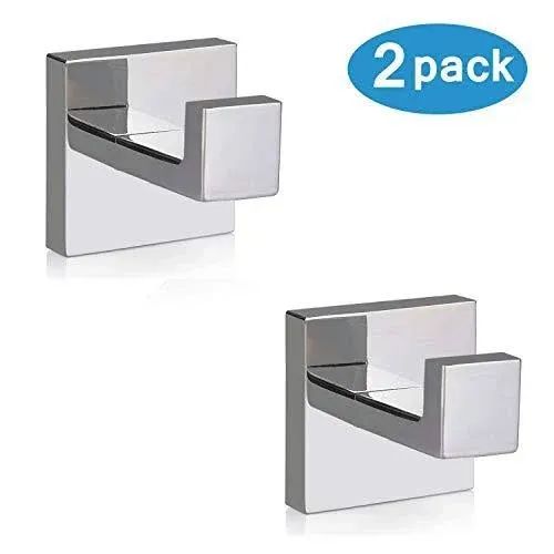 Nolimas Bath Towel Hook Sus 304 Stainless Steel Square Clothes Towel Coat Robe Hook Cabinet Closet Door Sponges Hanger for Bath Kitchen Garage Heavy