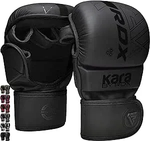 RDX MMA Gloves Sparring Grappling, Hybrid Open Palm Martial Arts Mitts Men Women, Maya Hide Leather Wrist Support, Cage Fighting Combat Sports