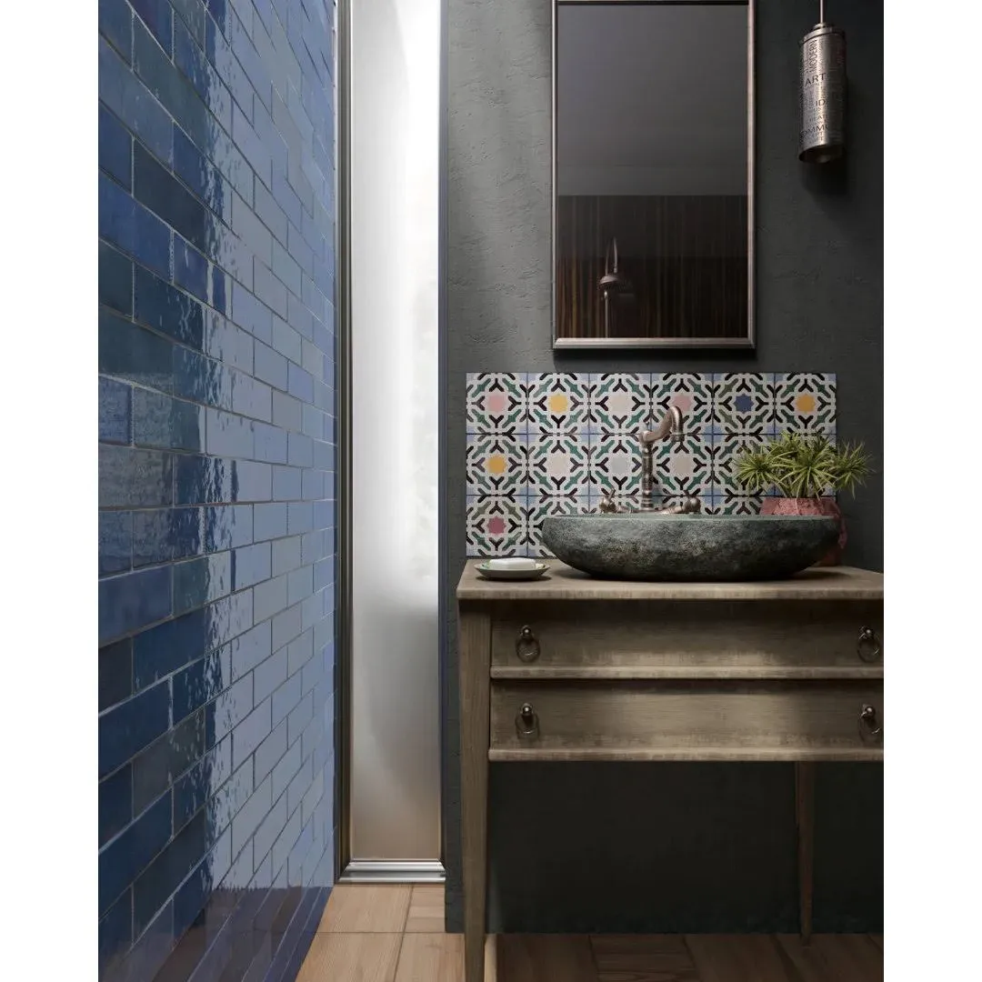 Bedrosians Cloe Blue 2-1/2-in x 8-in Glossy Ceramic Subway Wall Tile (10.64-sq. ft/ Carton) Lowes.com