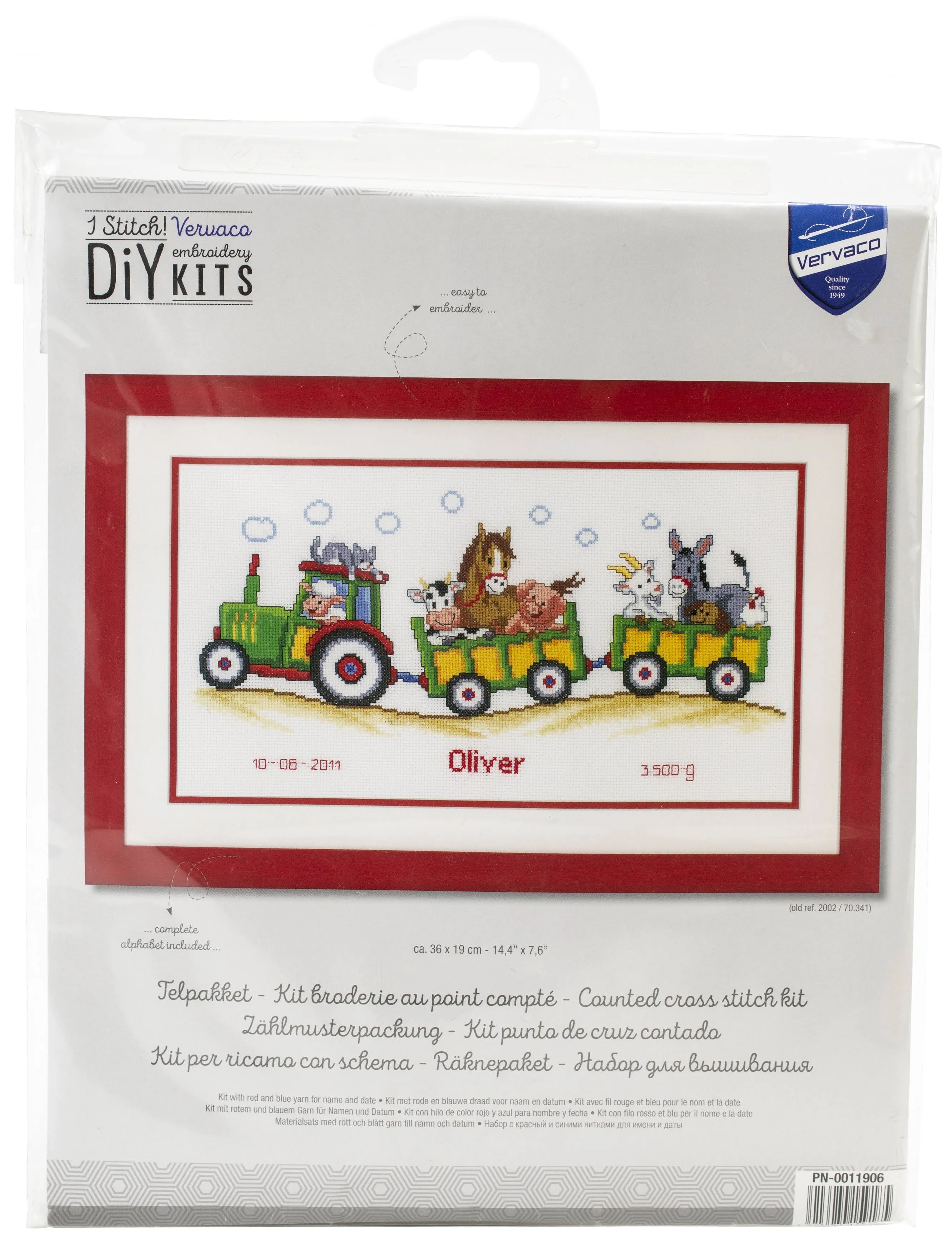 Vervaco Counted Cross Stitch Kit Tractor with Animals PN-0011906