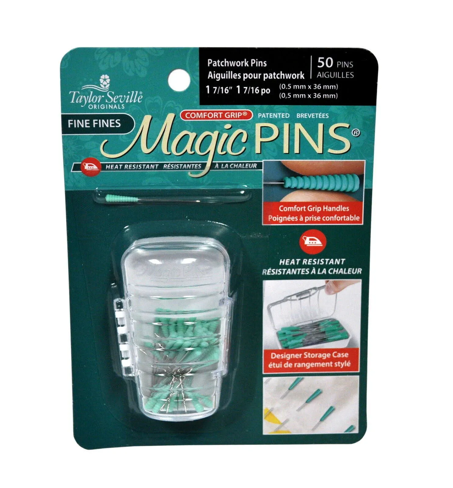 Taylor Seville Fine Magic Pins - Patchwork 50/PKG