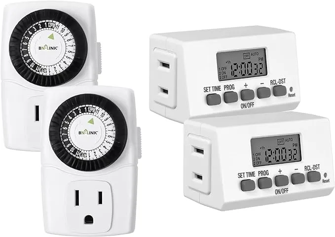 BN-LINK 2-Pack Indoor 24-Hour Mechanical Outlet Timer