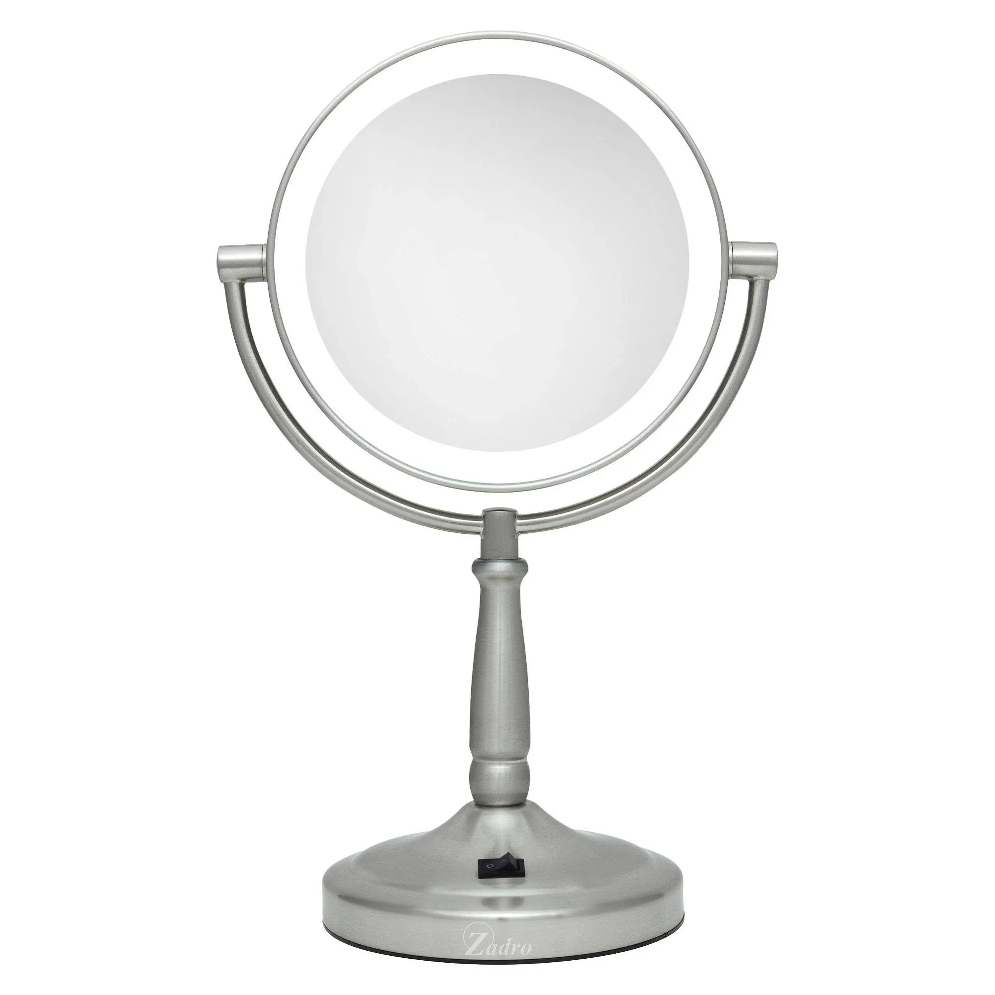 Zadro Cordless Dual-Sided Led Lighted Vanity Mirror, Satin Nickel