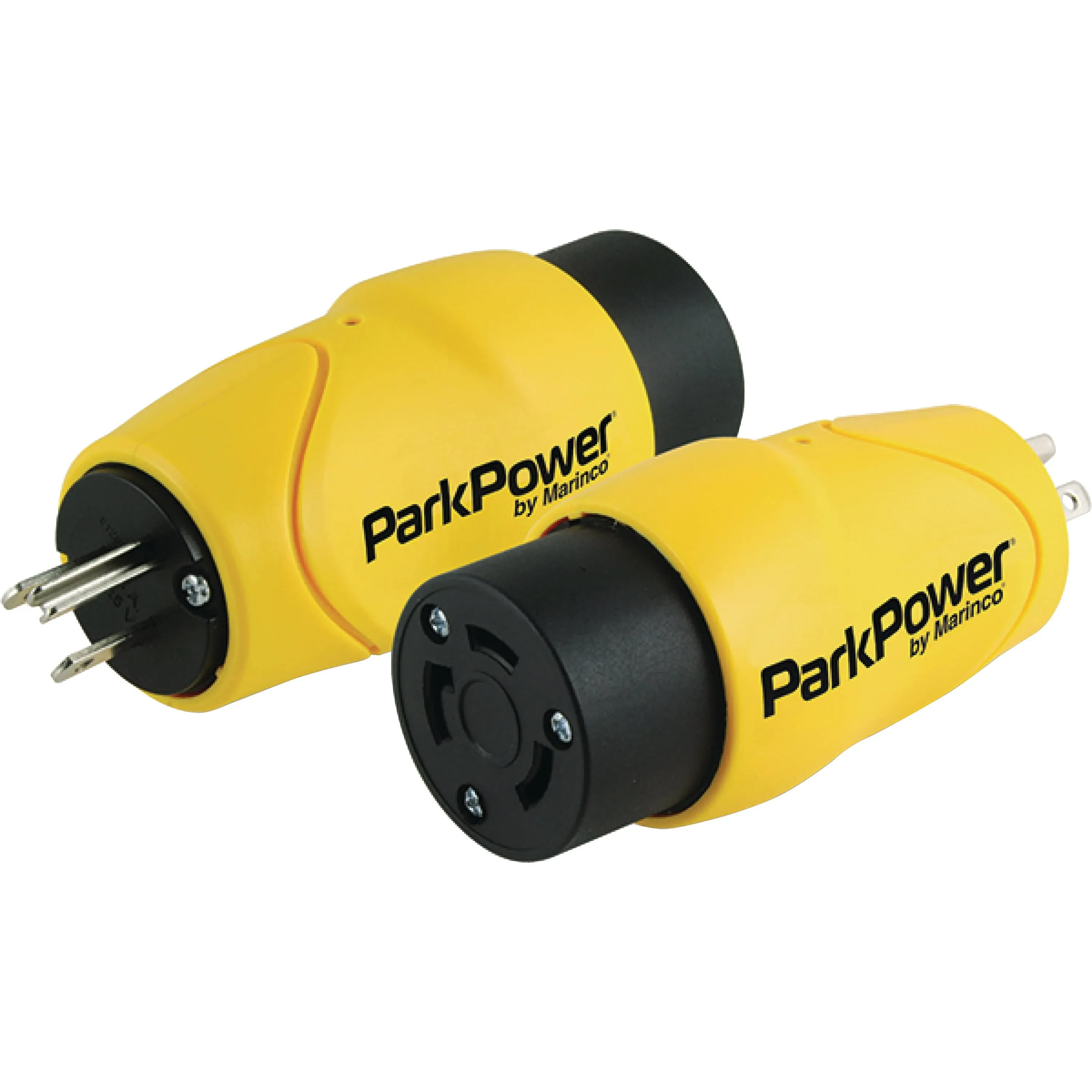 Park Power S15-30RV One Piece Adapter with a 30A 125V Locking Connector and a 15A 125V Straight Blade Plug