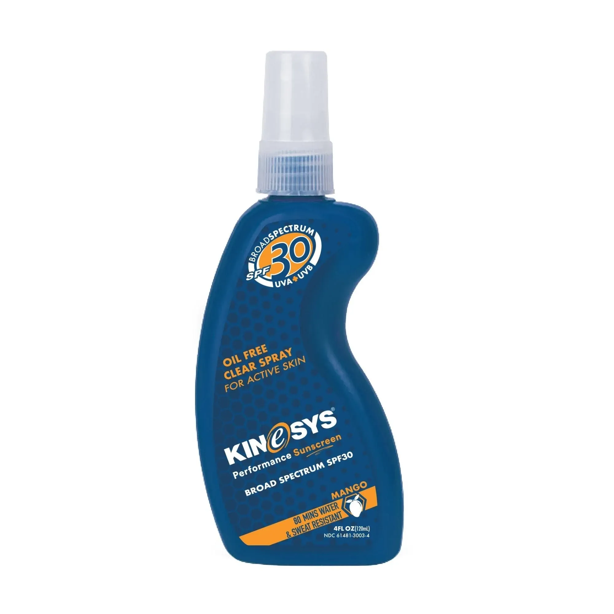 KINeSYS Lightly Mango Clear Spray Sunscreen for sensitive skin, SPF 30, Hypoallergenic, Broad Spectrum UVA/UVB protection for Face & Body, PABA and Oxybenzone FREE, 700+ Sprays, 120 mL