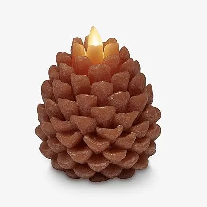 Luminara Pinecone Flameless Candle Adobe Chalky Finish Pine Cone Figural, Real Wax Unscented LED Candles, Battery Operated with Timer, Holiday Decoration (3.9" x 4.3")