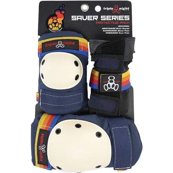 Triple 8 - 8 Saver 3/pk Pads S-pacific Beach Navy - Skateboard Protection / Pads