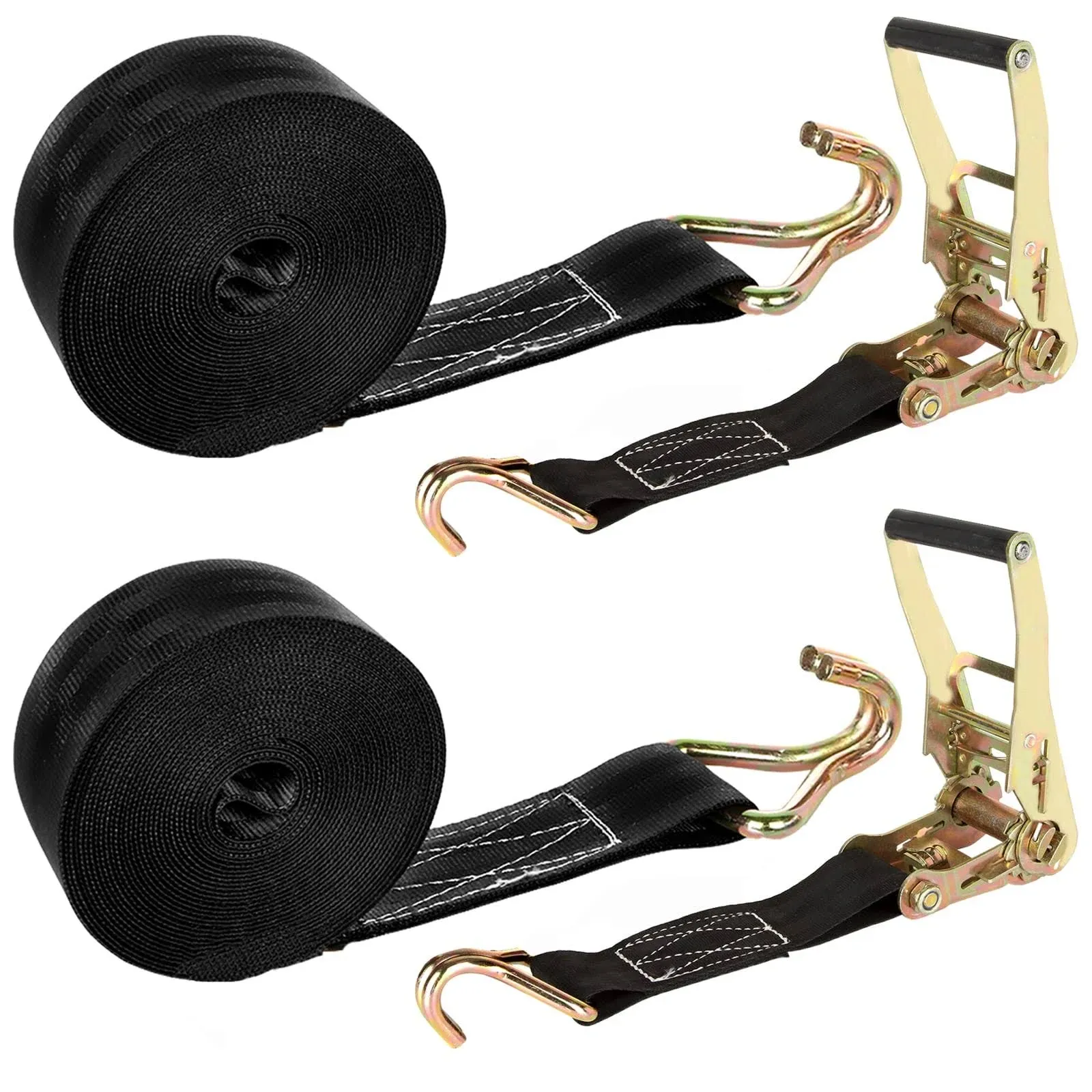 2 Pack 2 Inch Ratchet Straps Heavy Duty 20ft Tie Down Straps Ratchet with Double J Hook, 8000 LBS Break Strength, Cargo Ratchet Straps for Moving, Truck, Trailers, Motorcycles, Kayaks, Car Roof