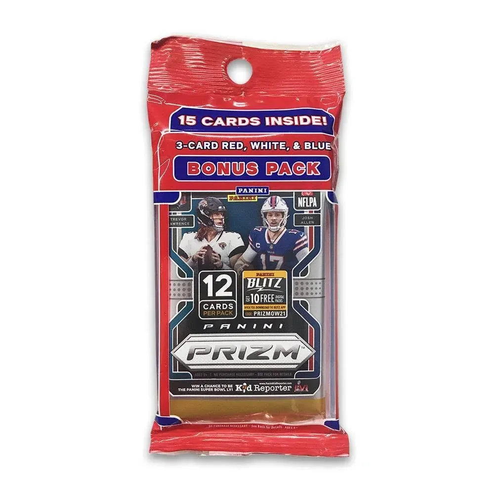 2021 Panini Prizm Football Cello Fat Pack 15 Cards NFL Red White Blue Brand New!