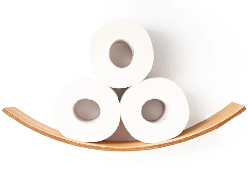 Toilet paper holder wooden shelf wc roll storage wall mount floating rolls unique holders for bathroom wood (mini SMILE)