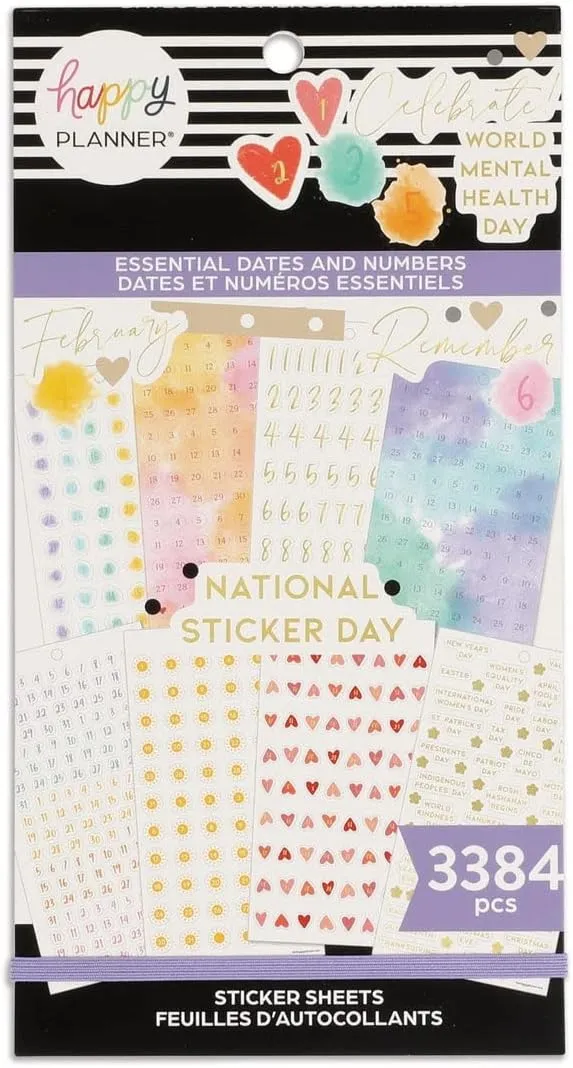 Happy Planner Sticker Value Pack 30/Sheets-Essential Dates and Numbers