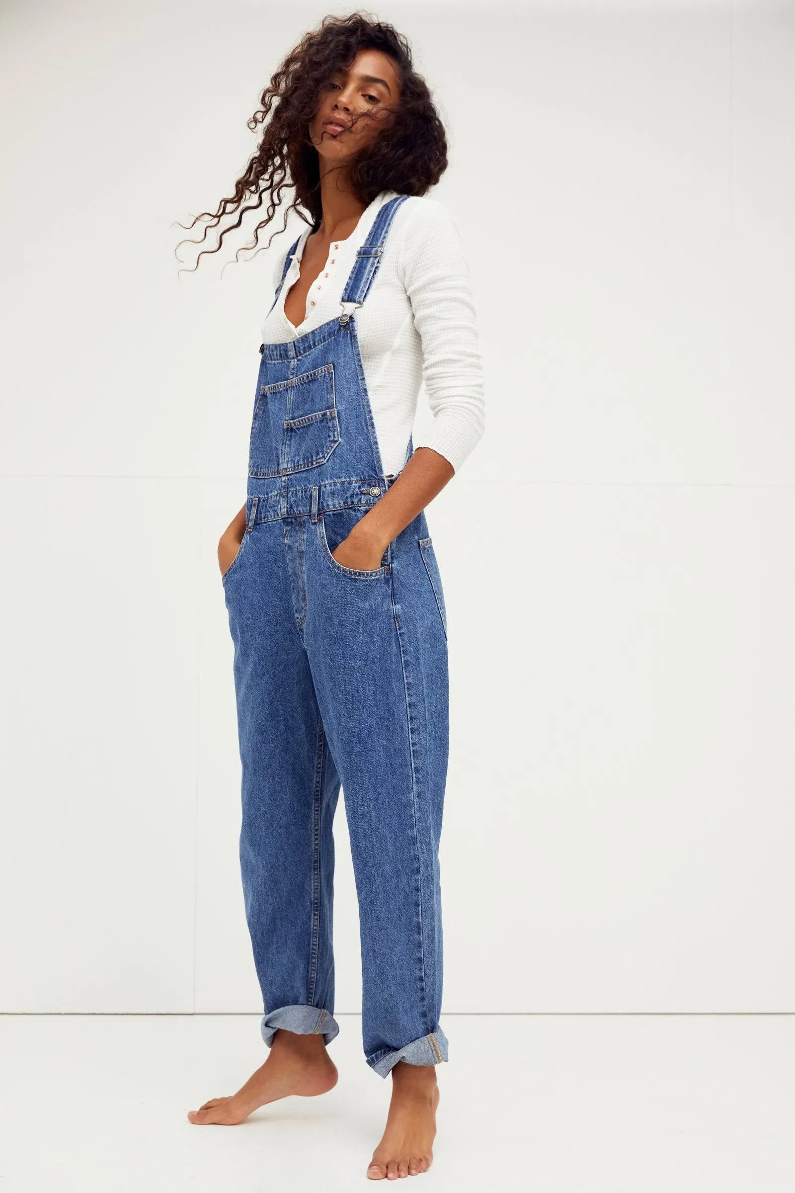 Free People Ziggy Denim Overall Sapphire Blue / S