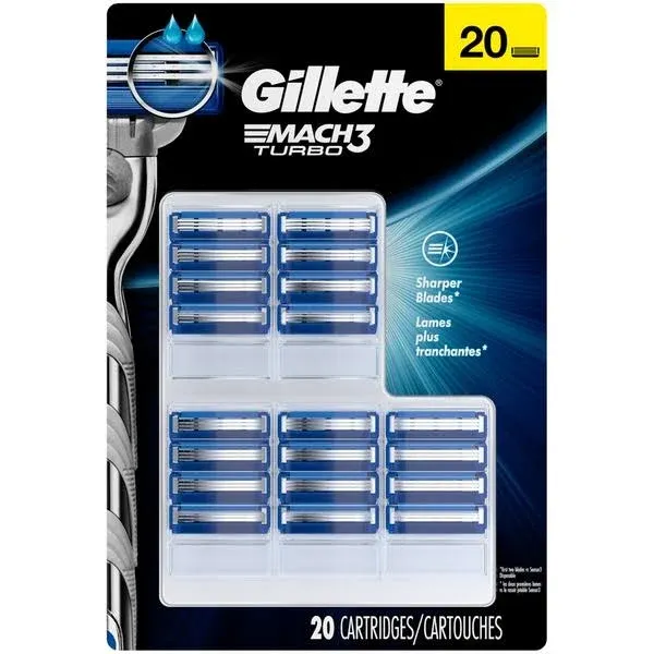 Gillette Mach3 Razor Blade Refill Cartridges, 20 Count