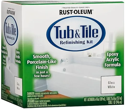 Rust-Oleum 384165 Tub and Tile Refinishing 2-Part Kit, Gloss White