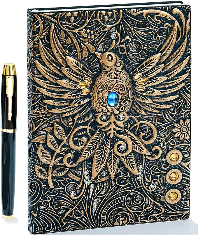 3D Phoenix Vintage 2019 Diary + Pen, A5 Lined Notebook, Personal Organiser Planner Journal Notebook, Birthday Gift for Men, Women, Adults, Children