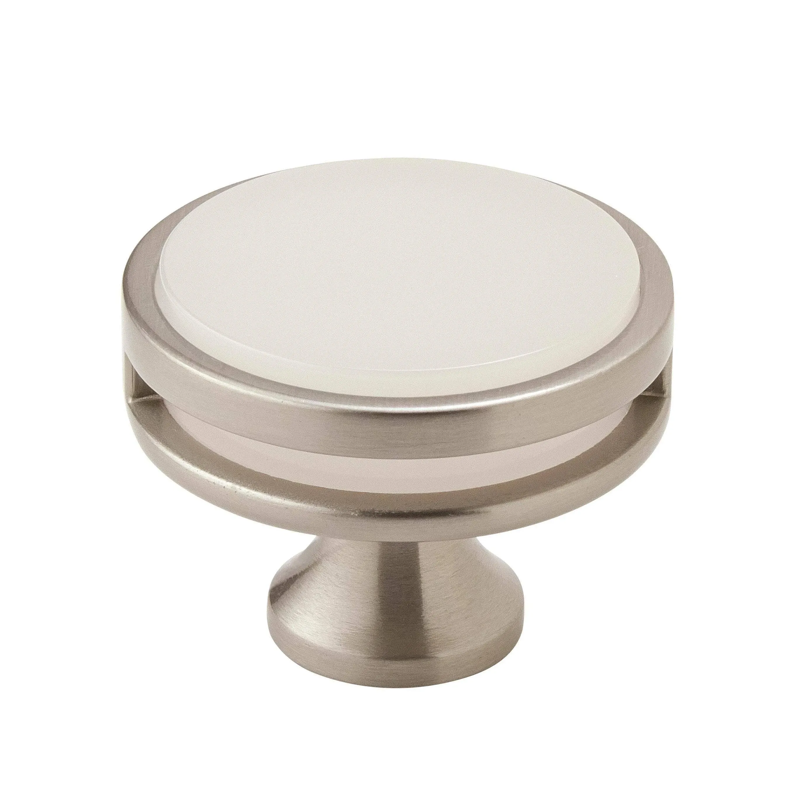 Amerock | Cabinet Knob | Satin Nickel/Frosted | 1-3/4 inch (44 mm) Diameter | Oberon | 1 Pack | Drawer Knob | Cabinet Hardware