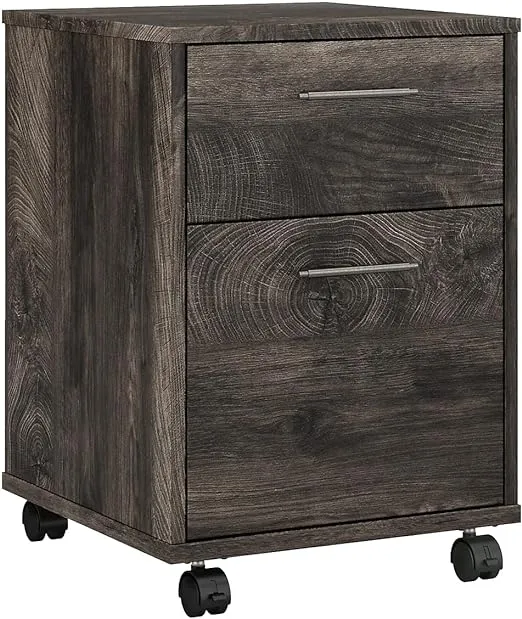 Bush Furniture Key West 2-Drawer Mobile File Cabinet, Letter/Legal, Dark Gray Hickory, 16-Inch (KWF116GH-03)