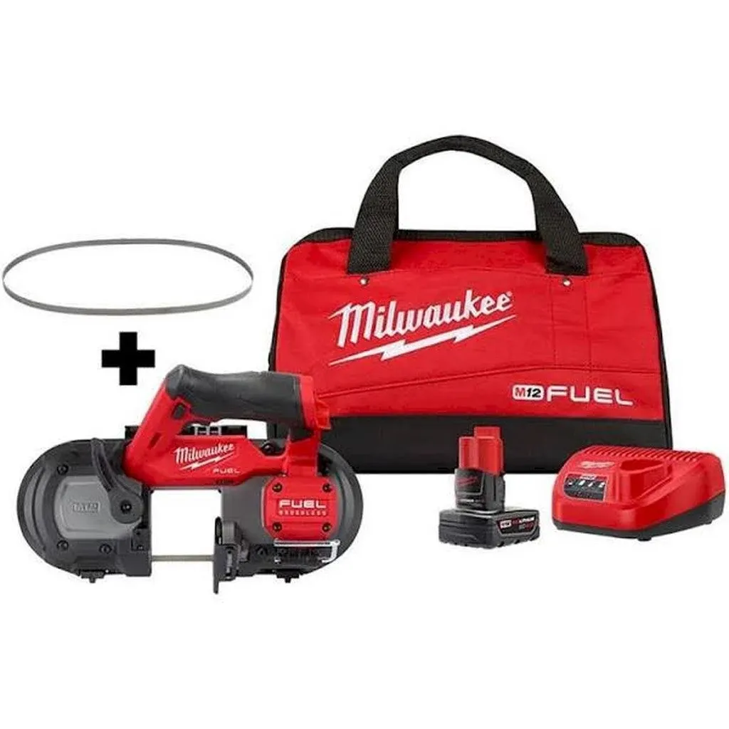 Milwaukee 2529-21XC-48-39-0631 M12 Fuel 12V Lithium-Ion Cordless Compact Band Saw XC Kit with (4) Band Saw Blades