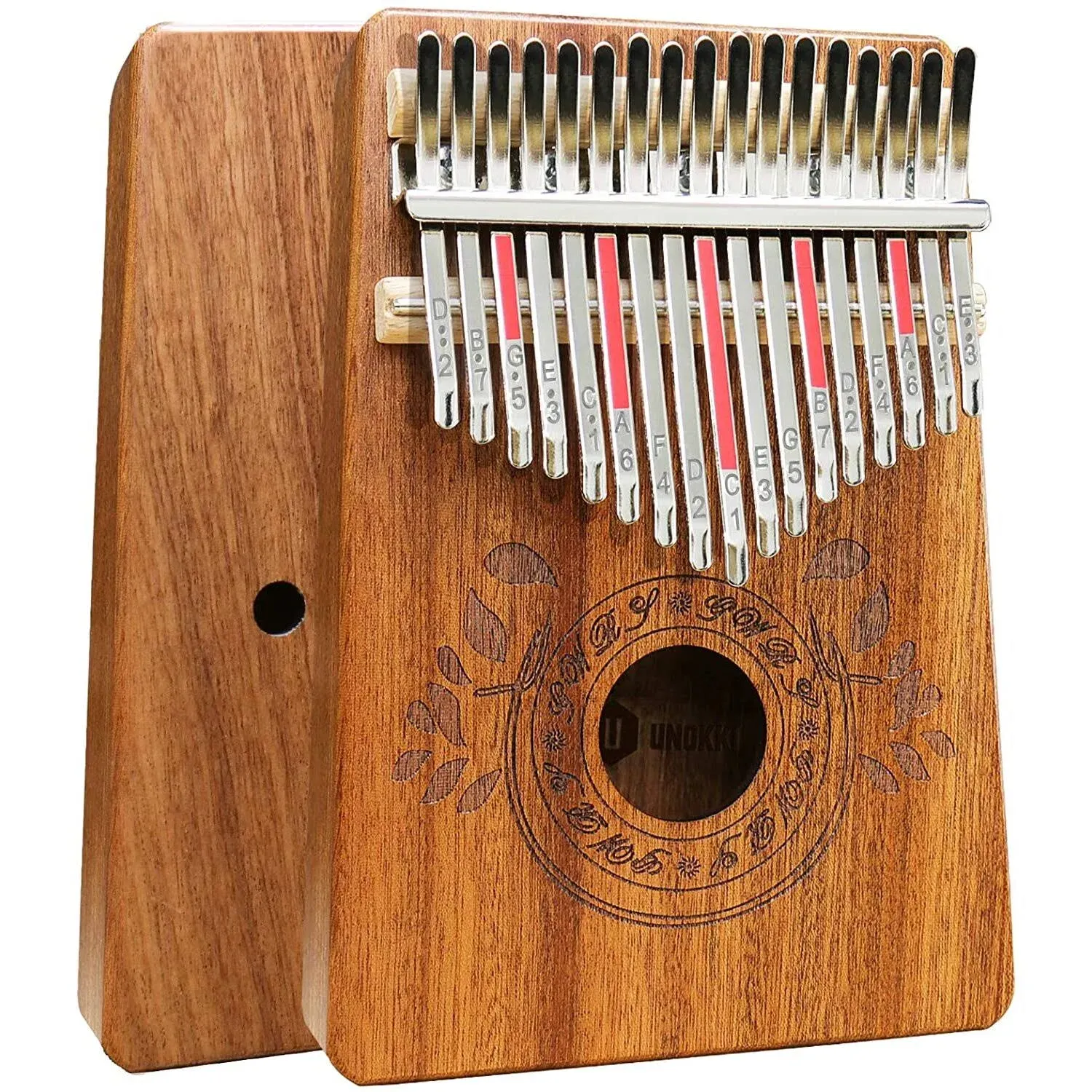 Unokki 17 Key Kalimba Thumb Piano for Adults & Kids, Light Brown